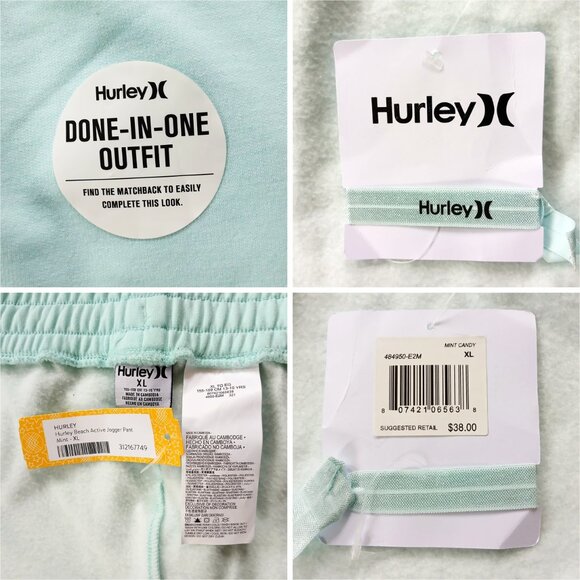 NWT Hurley Beach Girls Soft Knit Active Jogger Pants Sweatpants Mint Candy Sz XL - Picture 9 of 15